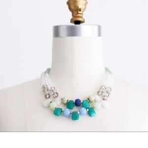 Anthropologie Green and Blue Beaded Necklace